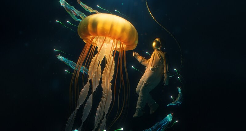 Astronaut with Jellyfish