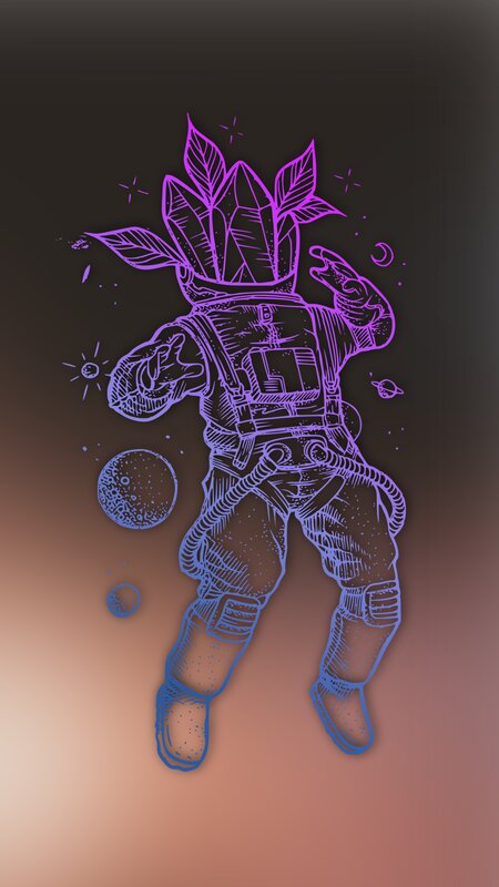 Astronaut with Plant Helmet