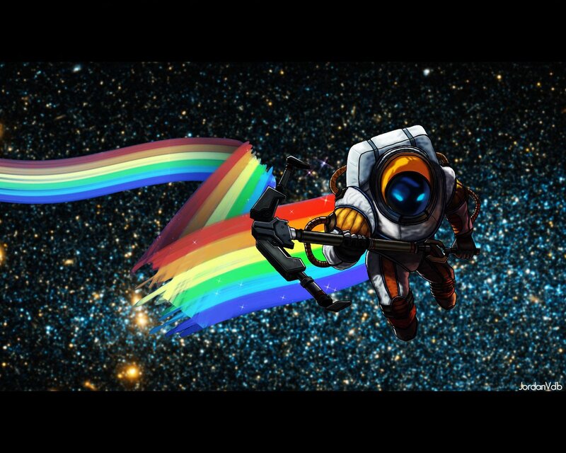 Astronaut with Rainbow Trail
