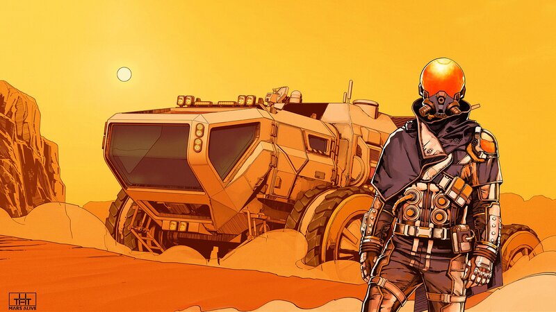 Astronaut with Rover — Orange