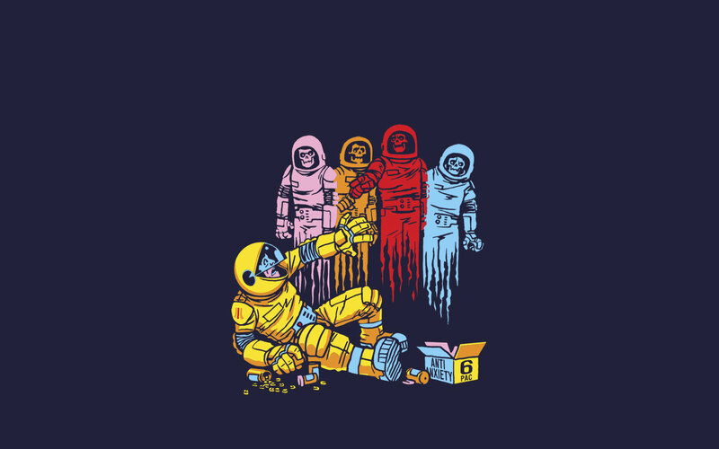 Astronaut with Skeletons — Yellow