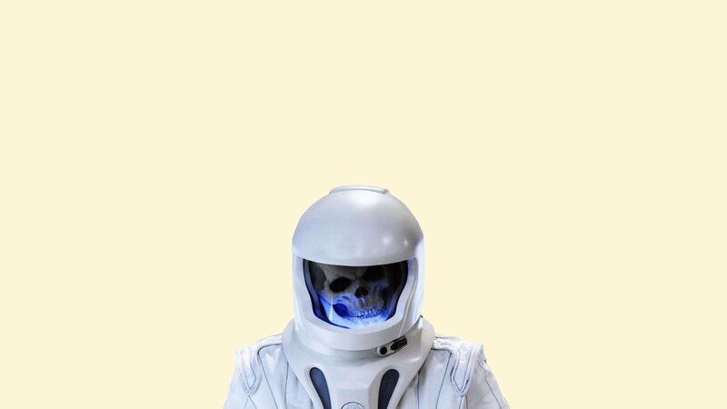 Astronaut with Skull Helmet — White