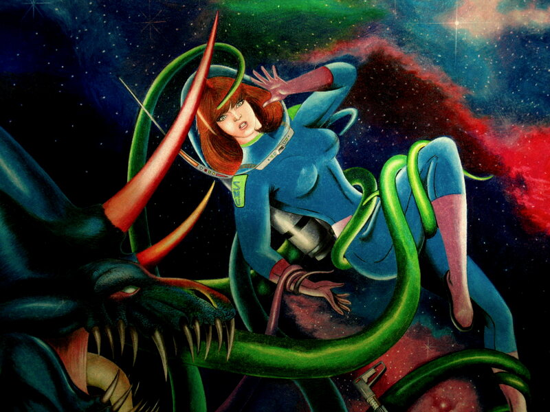 Astronaut Woman Fighting Monster