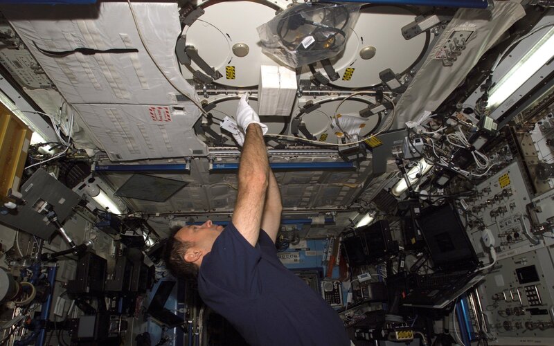 Astronaut working in space station
