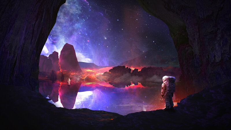 Astronauts in Alien Cave — Purple