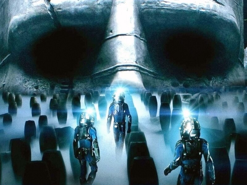 Astronauts in Alien Temple — Blue