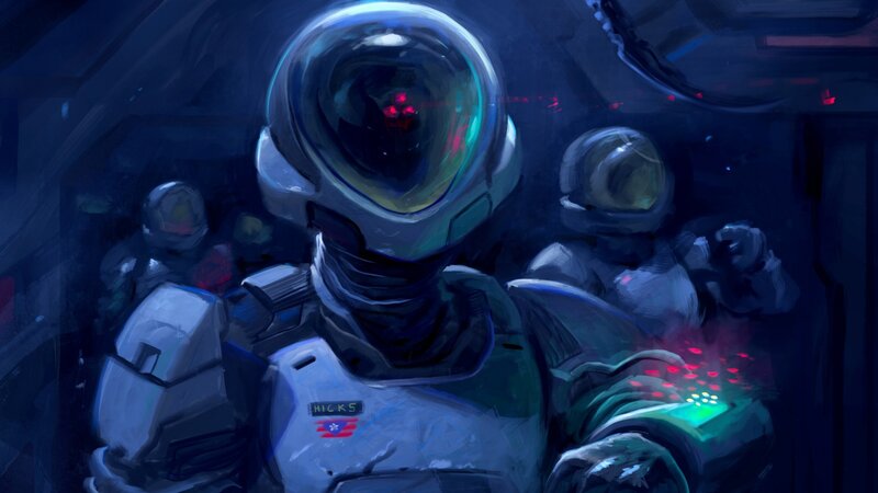 Astronauts in Cockpit — Blue