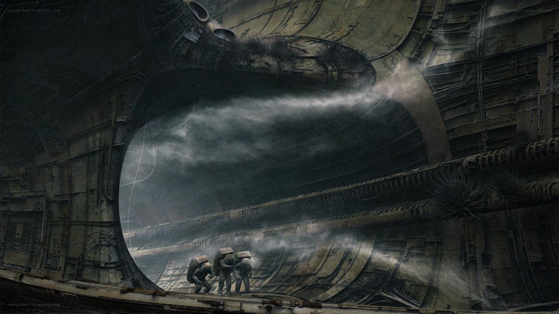 astronauts in derelict spacecraft