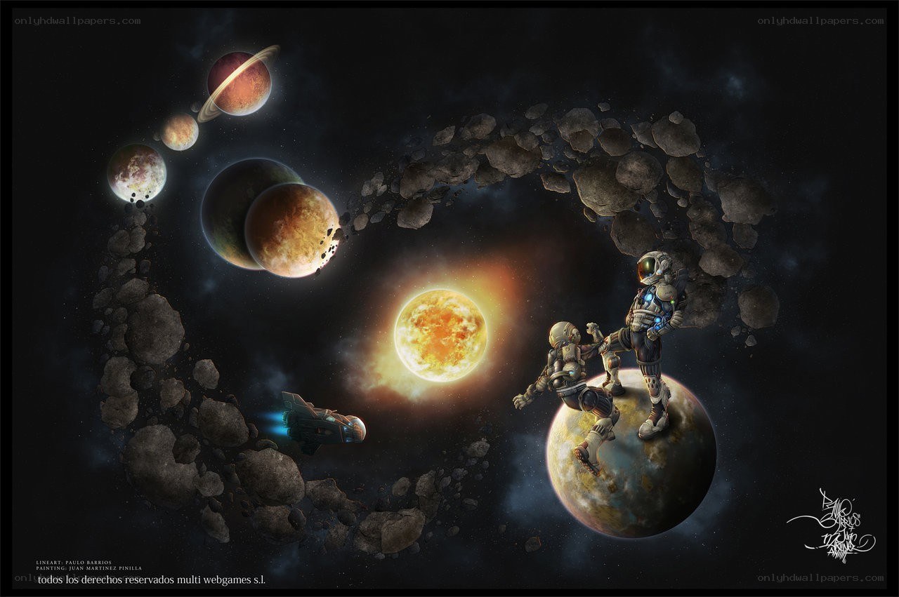 Astronauts in space battle
