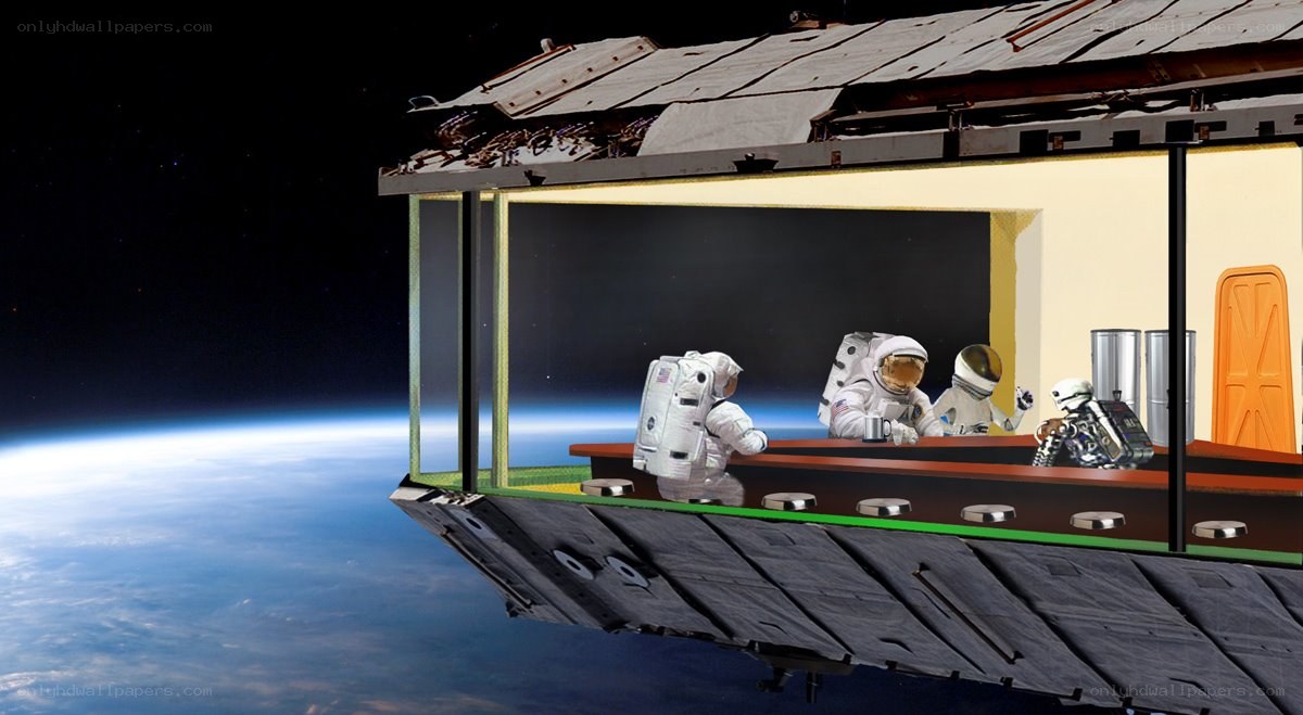 Astronauts in space station