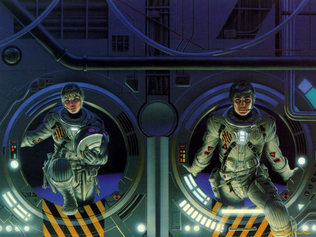astronauts in space station