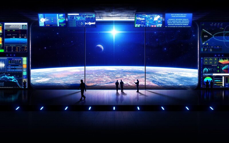 Astronauts in Space Station — Blue, Dramatic, Night