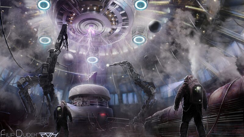 Astronauts in Space Station — Gray, Dramatic