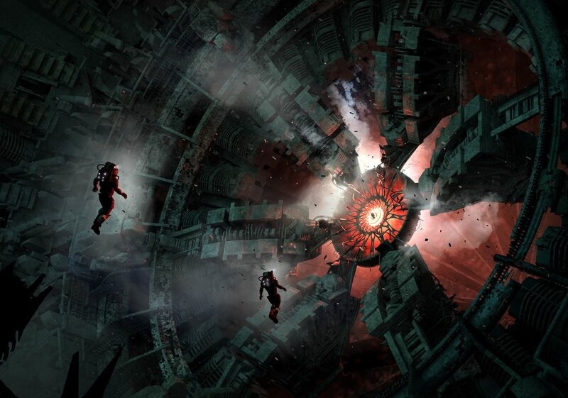 Astronauts in Space Station — Red, Dramatic