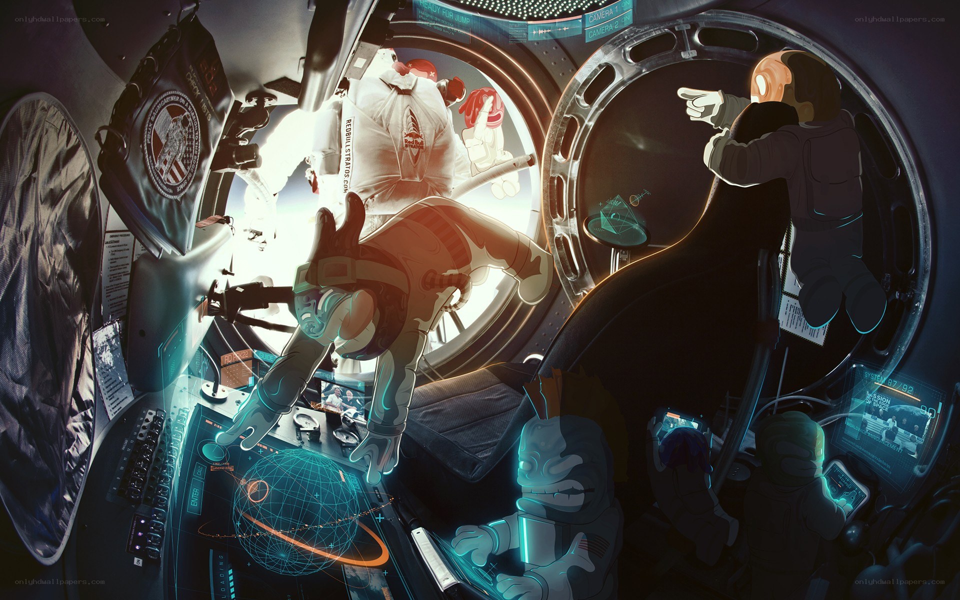 astronauts in spacecraft cockpit