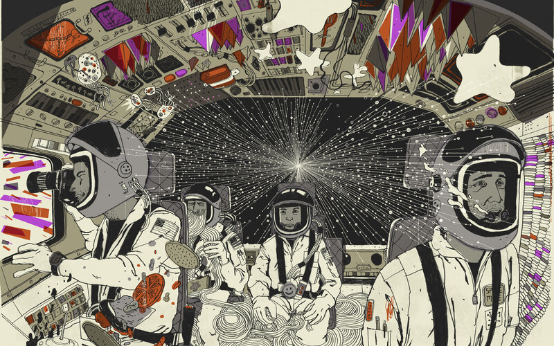 astronauts in spacecraft