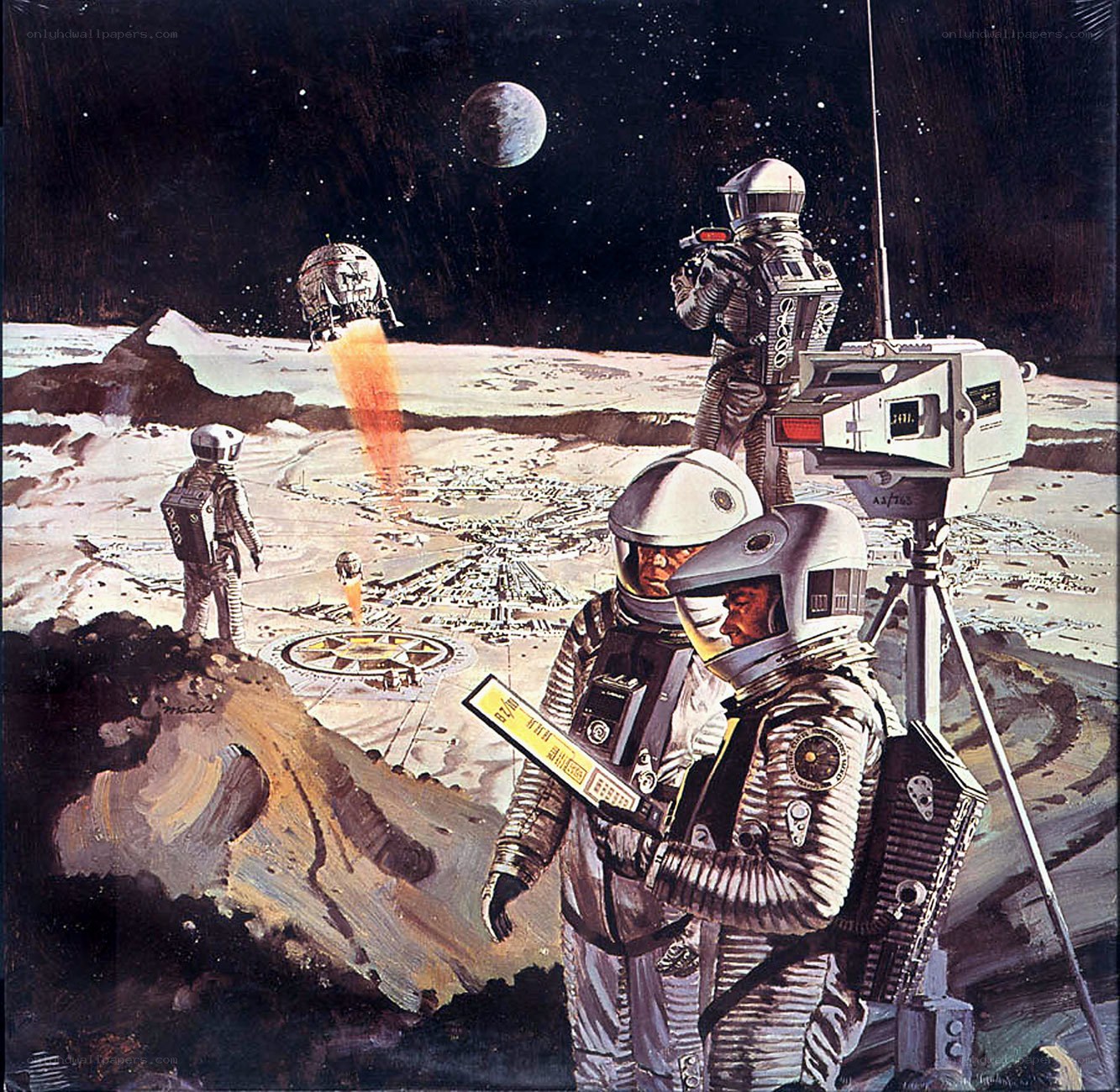 Astronauts on a lunar base