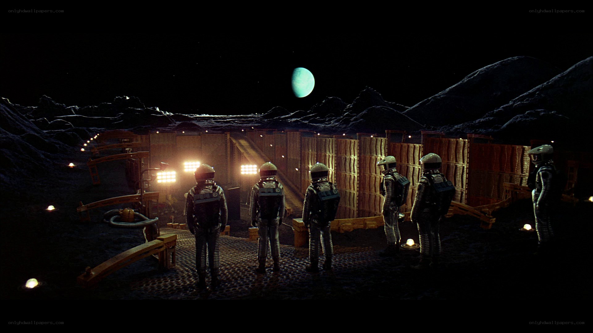Astronauts on a moon base