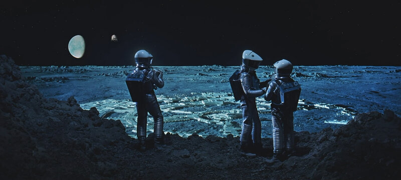 Astronauts on a moon surface