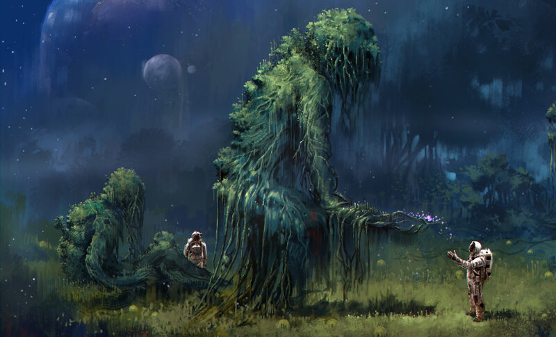 Astronauts on Alien Planet — Blue, Mysterious