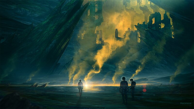 Astronauts on Alien Planet — Green