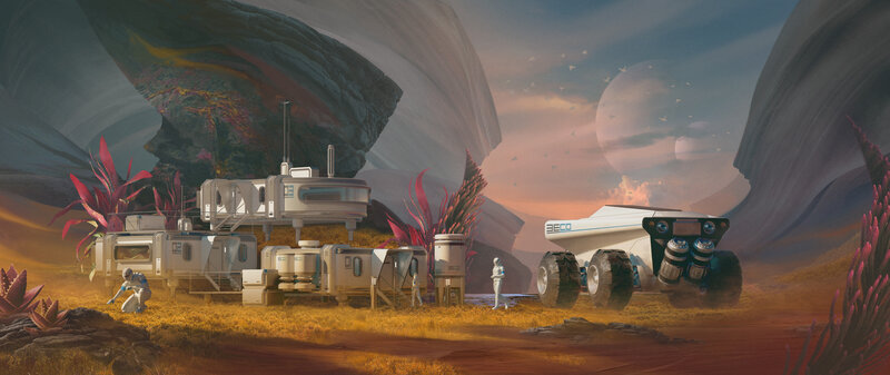 Astronauts on Alien Planet — Orange, Dramatic