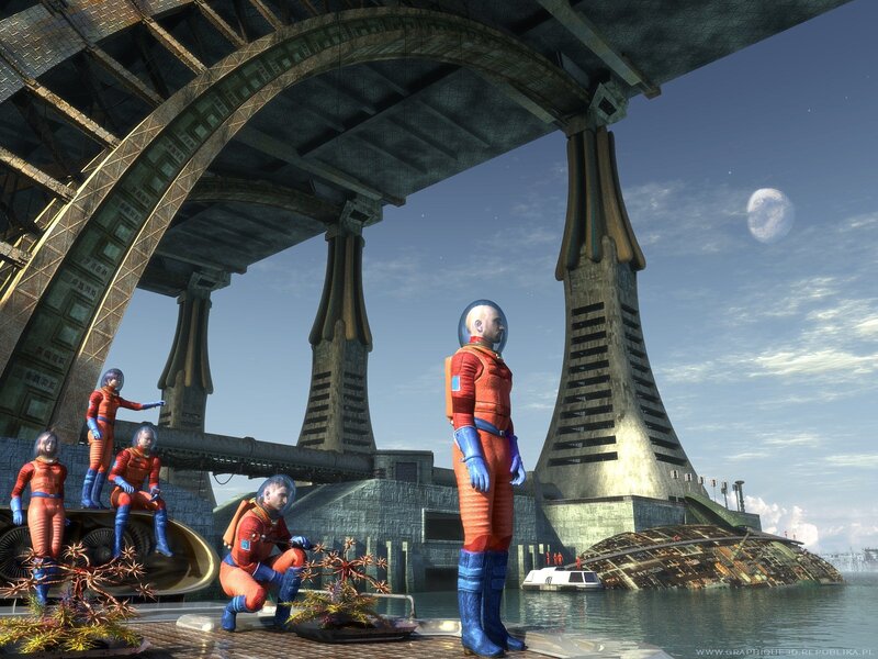 Astronauts on Alien Planet — Orange, Serene