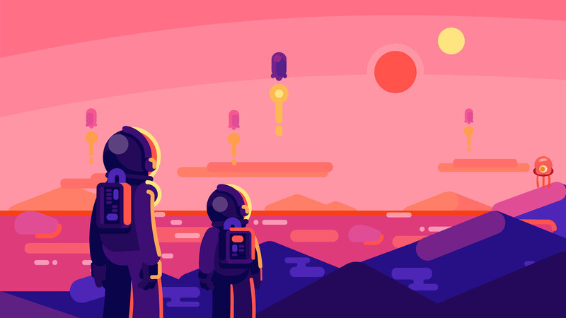 Astronauts on Alien Planet — Pink