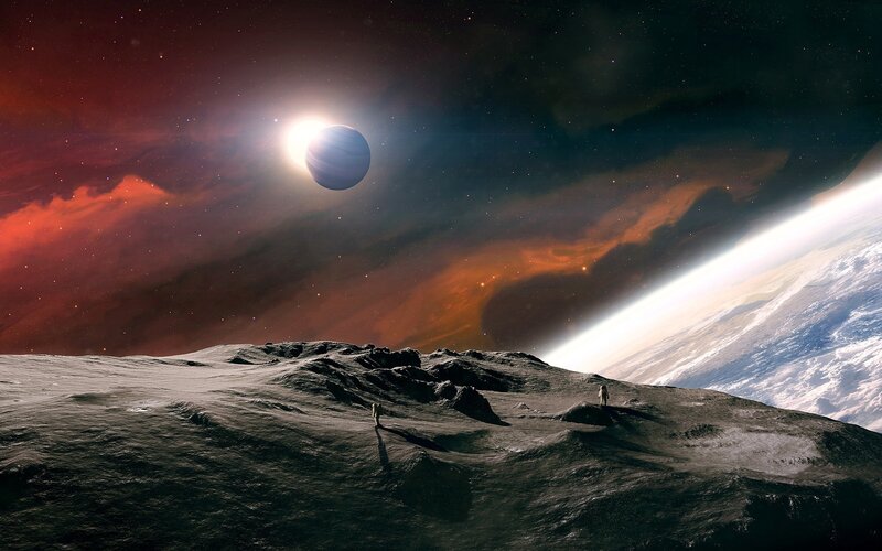 Astronauts on Alien Surface — Red