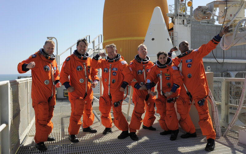 Astronauts on launch platform