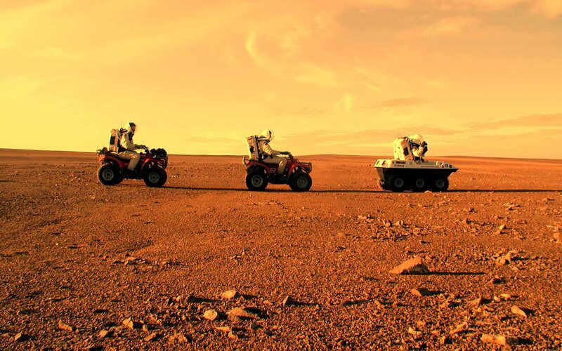 Astronauts on Mars rovers