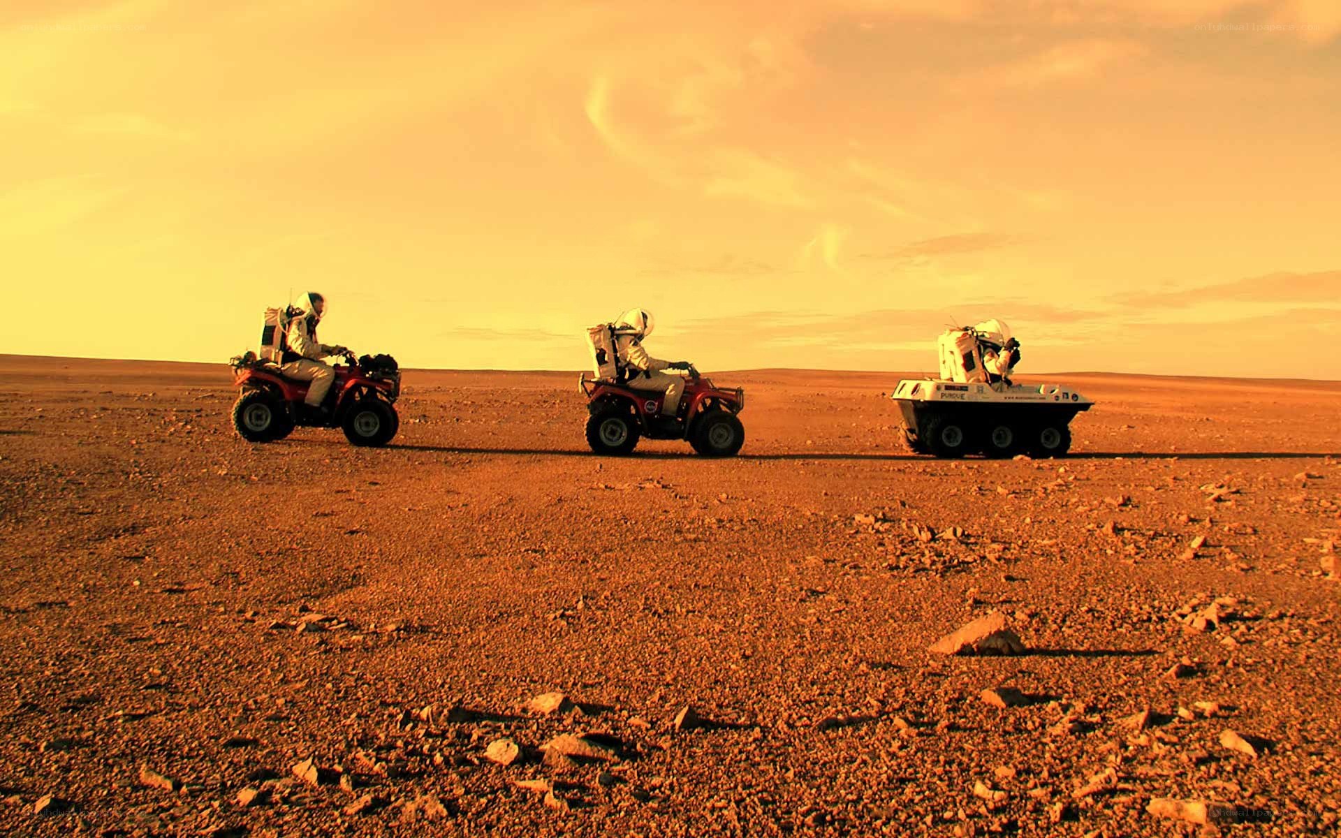 Astronauts on Mars rovers