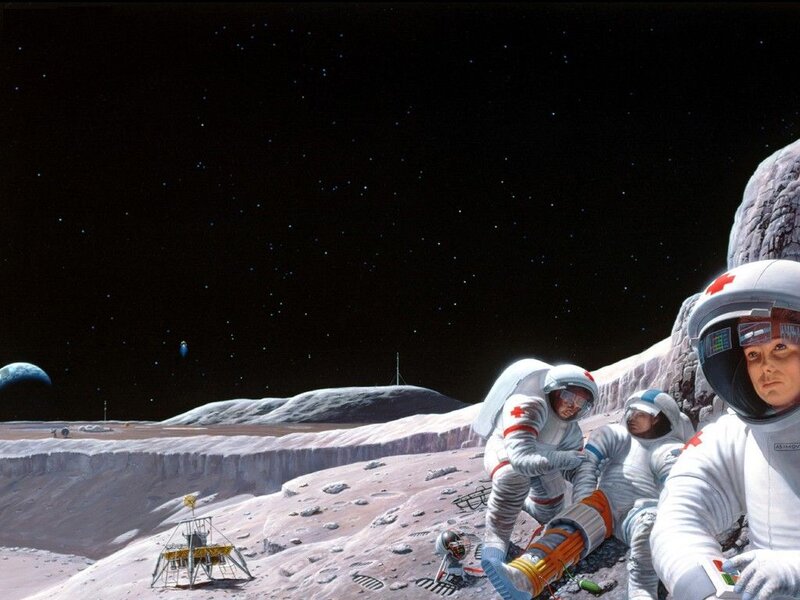 Astronauts on Moon — Gray