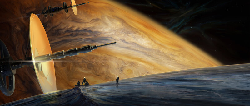 Astronauts on Moon — Orange