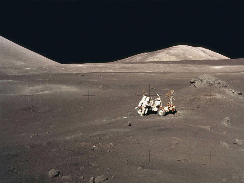 Astronauts on Moon Rover
