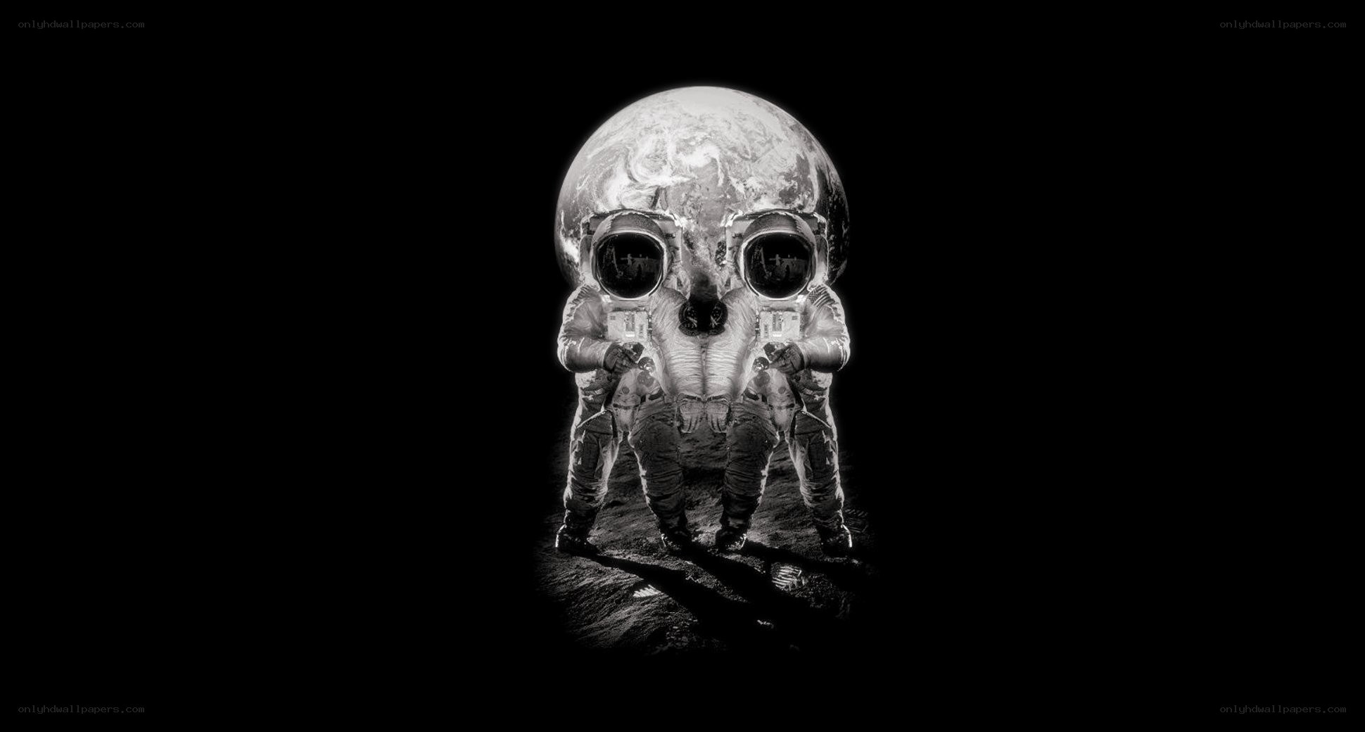astronauts on moon skull