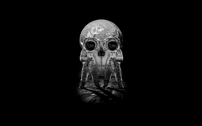 astronauts on moon skull