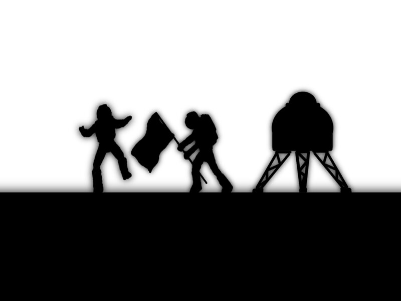 Astronauts on Moon Surface — Black, Dramatic