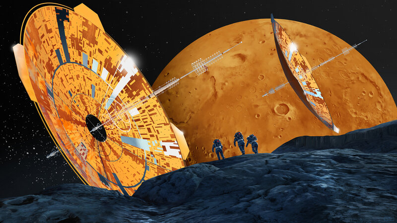 Astronauts on Moon Surface — Orange