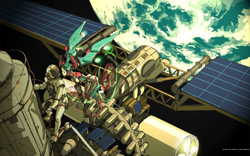 Astronauts on Space Station — Green
