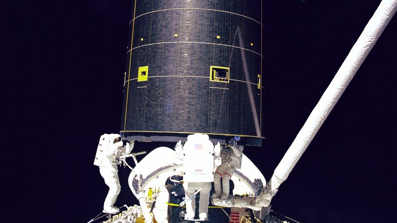 Astronauts on spacewalk