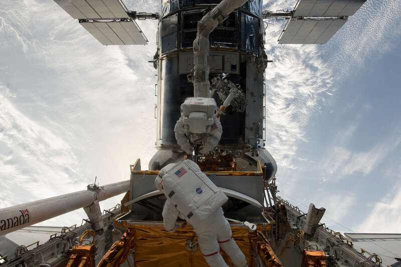 Astronauts on Spacewalk — White