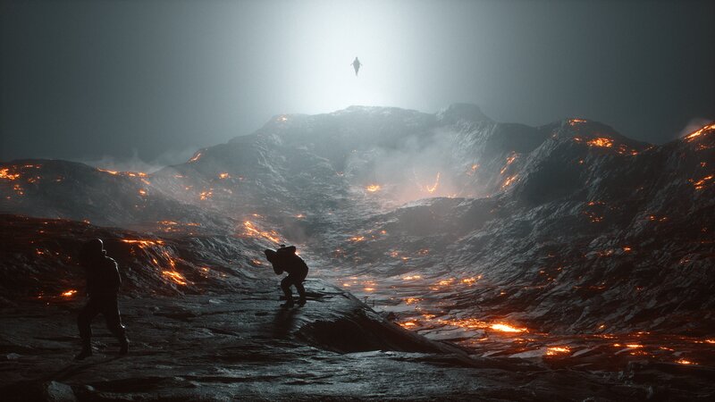 Astronauts on Volcanic Planet