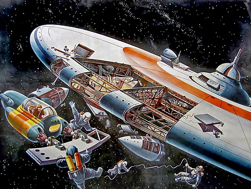 Astronauts Repairing Spaceship