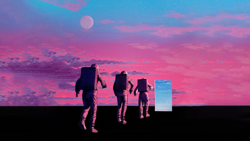 Astronauts Walking on Alien Planet