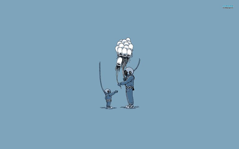 astronauts with balloons