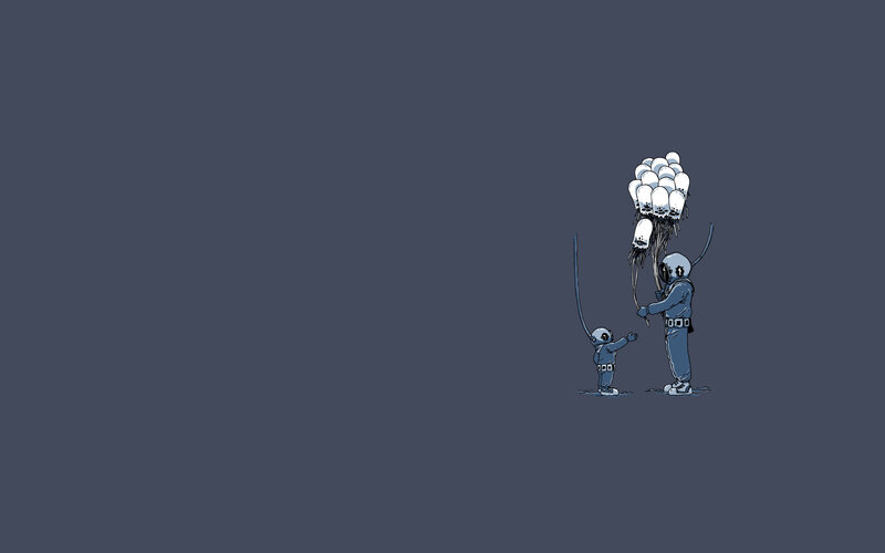 Astronauts with Balloons — Blue