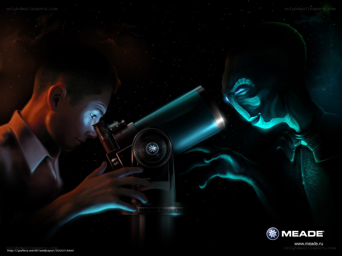 Astronomer and alien encounter