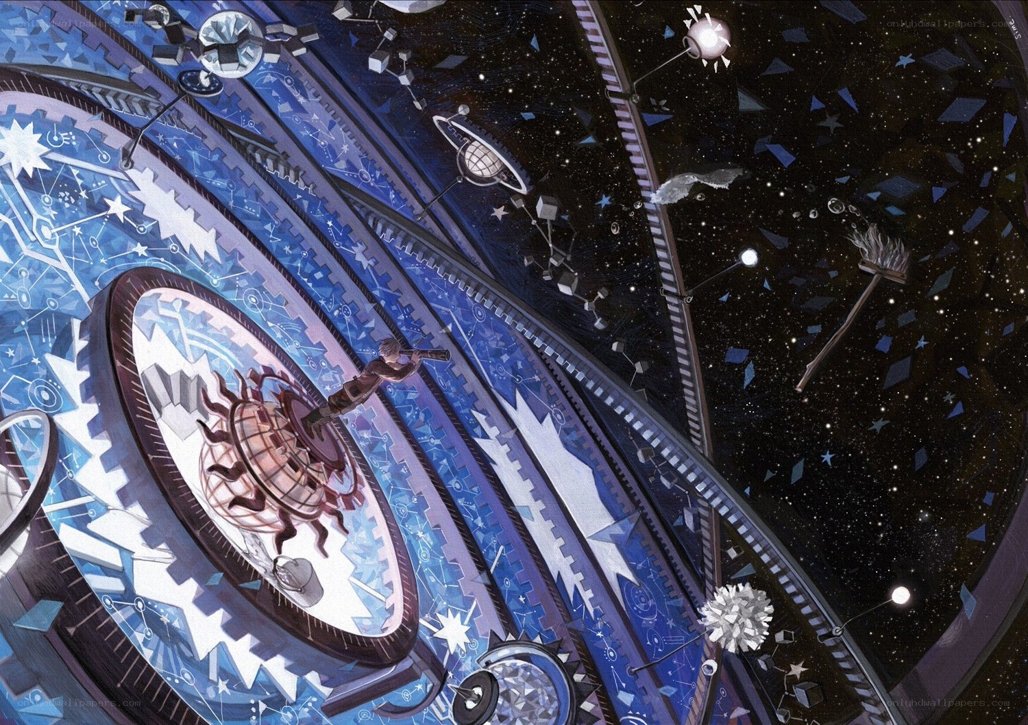 astronomer in a celestial observatory