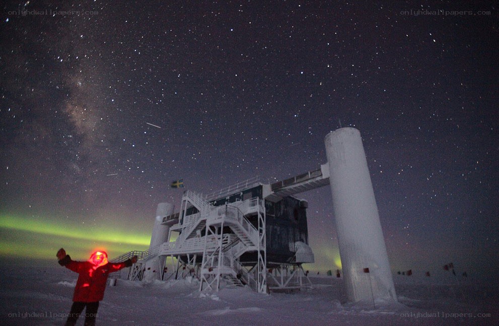 Astronomers at an Antarctic observatory